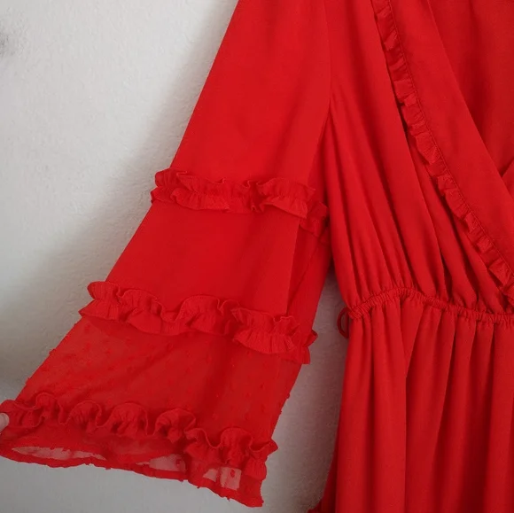 Alexis X Target Elegant Orange Angel Sleeved Tiered Ruffle Dress Size XXS - Picture 10 of 16